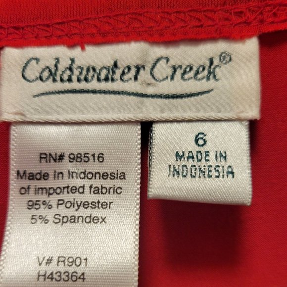 COLDWATER CREEK Pleated Skirt Red Midi Dress Size 6 - Picture 8 of 8